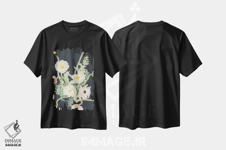 تیشرت مشکی طرح دار دو گل، دکور معاصر اثر استودیو جن وانگ | immage.ir