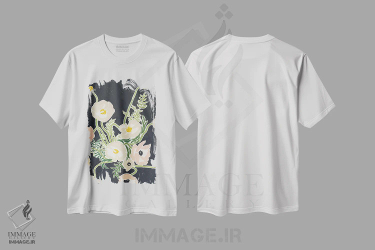 تیشرت سفید طرح دار دو گل، دکور معاصر اثر استودیو جن وانگ | فروشگاه ایماژ