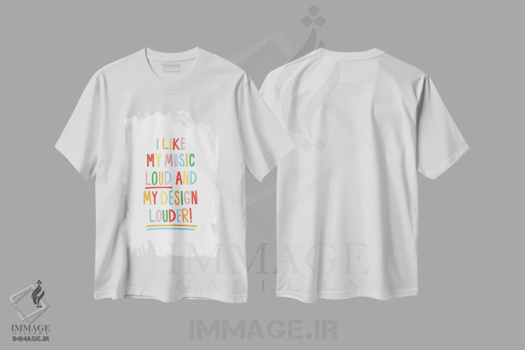 تیشرت سفید طرح دار بلند، تزئینی اثر جولیا والک | immage.ir