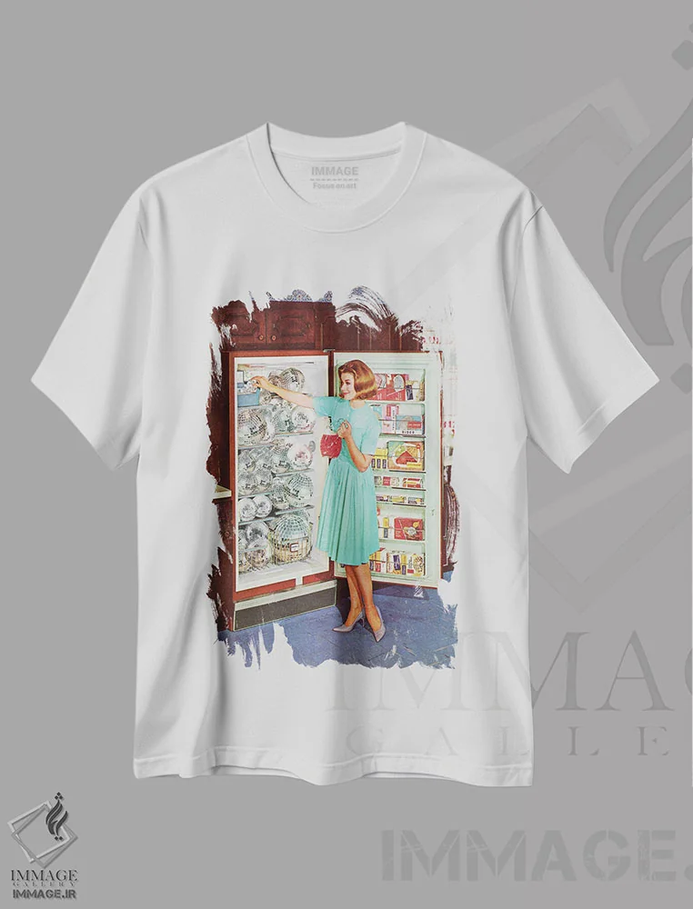 تیشرت سفید طرح دار آماده سازی مهمانی، تزئینی اثر جولیا والک | immage.ir