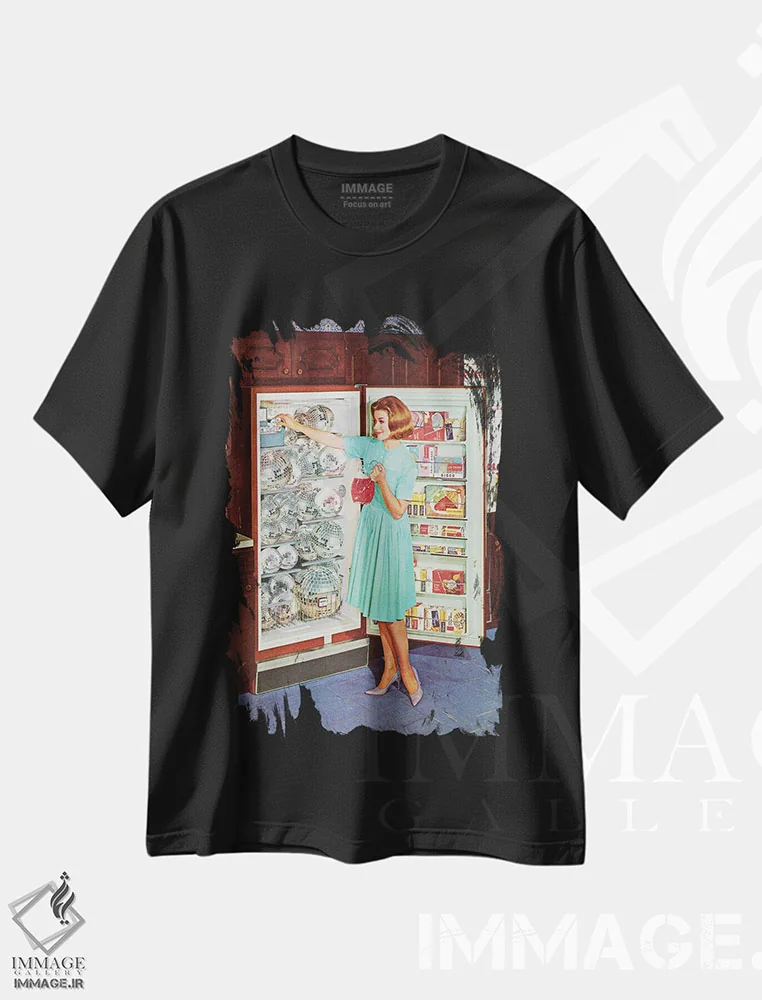 تیشرت مشکی طرح دار آماده سازی مهمانی، تزئینی اثر جولیا والک | فروشگاه ایماژ