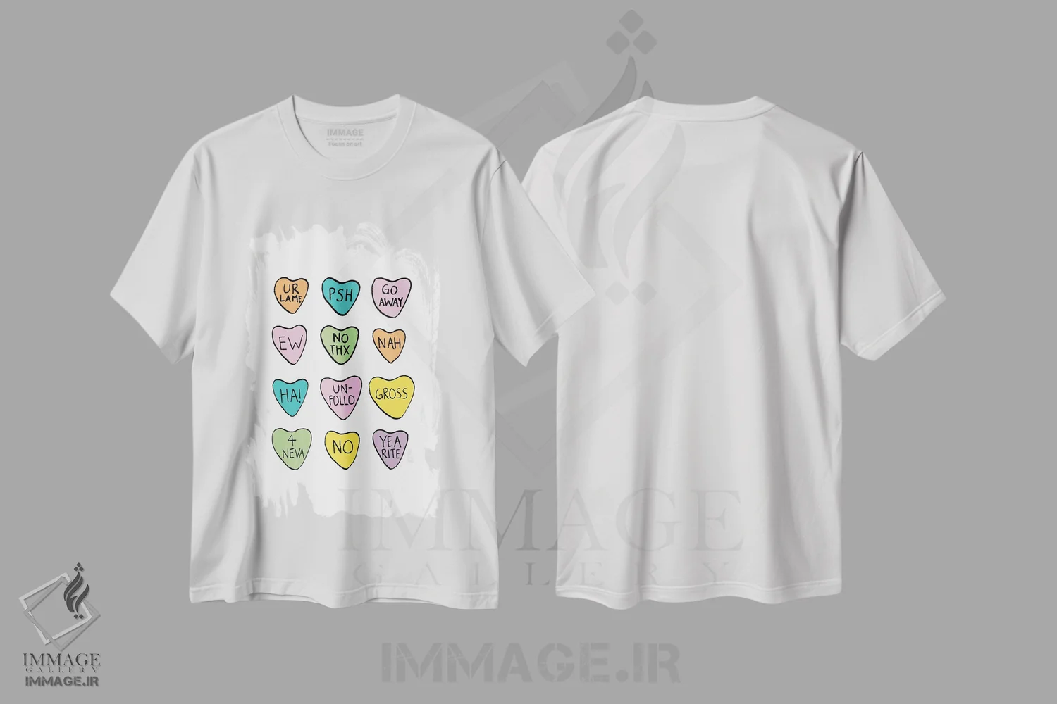تیشرت سفید طرح دار ضد قلب، تزئینی اثر جولیا والک | immage.ir