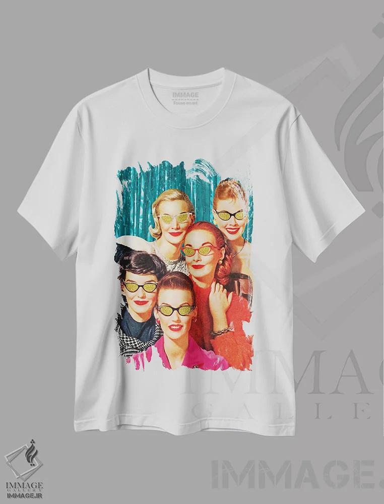 تیشرت سفید طرح دار دیدن ستاره ها، تزئینی اثر جولیا والک | فروشگاه ایماژ