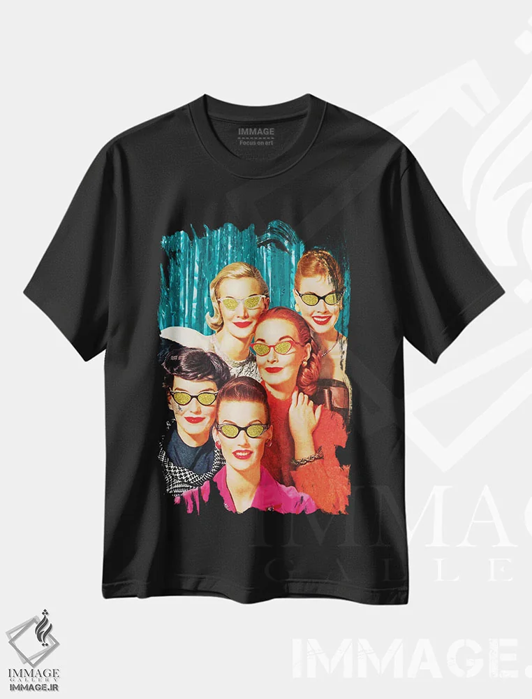 تیشرت مشکی طرح دار دیدن ستاره ها، تزئینی اثر جولیا والک | immage.ir