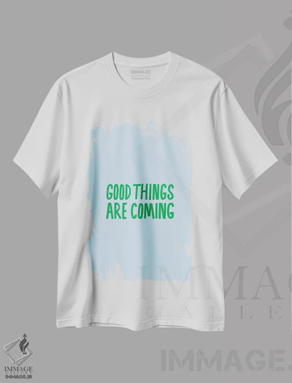 تیشرت سفید طرح دار اتفاقات خوب در راه است، هنر دیجیتال اثر جولیا والک | فروشگاه ایماژ