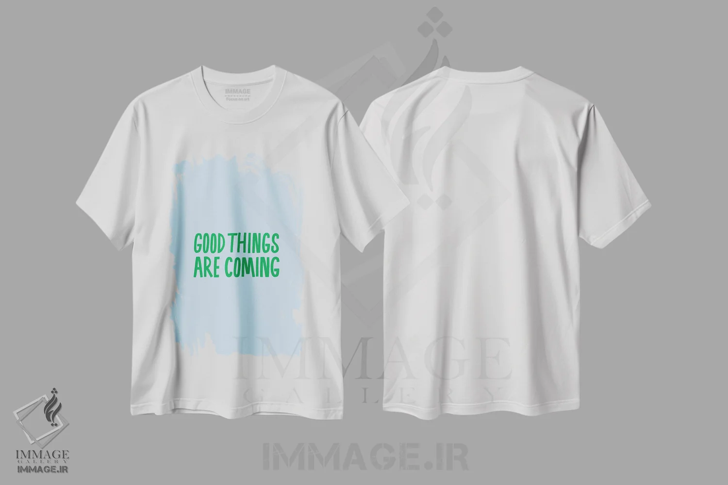 تیشرت سفید طرح دار اتفاقات خوب در راه است، هنر دیجیتال اثر جولیا والک | فروشگاه ایماژ
