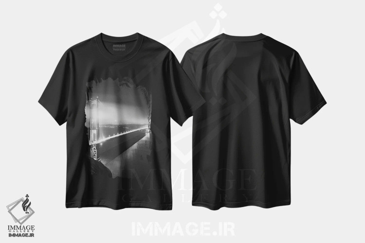 تیشرت مشکی طرح دار آثار جینز گالری - فروشگاه ایماژ