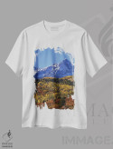 تیشرت سفید طرح دار آمریکا، کلرادو، کوه های سن خوان. کوه و جنگل در پاییز، مدیوم اثر جینز گالری | immage.ir