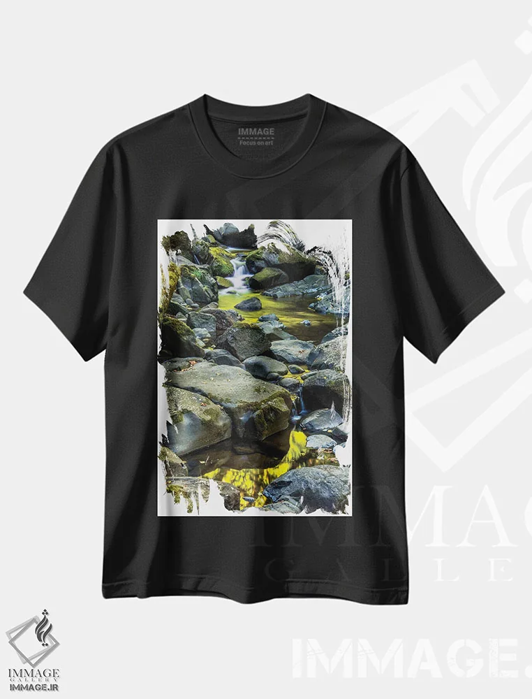 تیشرت مشکی طرح دار آمریکا، نیوجرسی، ساحل ملی کیپ می. منظره ساحلی توفانی، مدیوم اثر جینز گالری | فروشگاه ایماژ