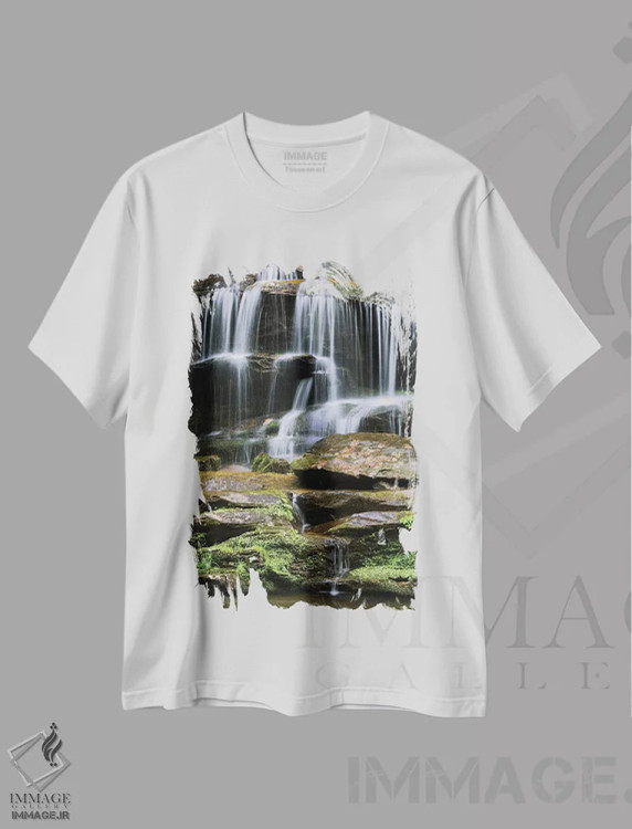 تیشرت سفید طرح دار آمریکا، تنسی، پارک ملی کوه های گریتموکی. آبشار، مدیوم اثر جینز گالری | immage.ir