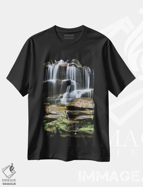 تیشرت مشکی طرح دار آمریکا، تنسی، پارک ملی کوه های گریتموکی. آبشار، مدیوم اثر جینز گالری | فروشگاه ایماژ
