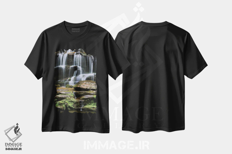 تیشرت مشکی طرح دار آمریکا، تنسی، پارک ملی کوه های گریتموکی. آبشار، مدیوم اثر جینز گالری | فروشگاه ایماژ