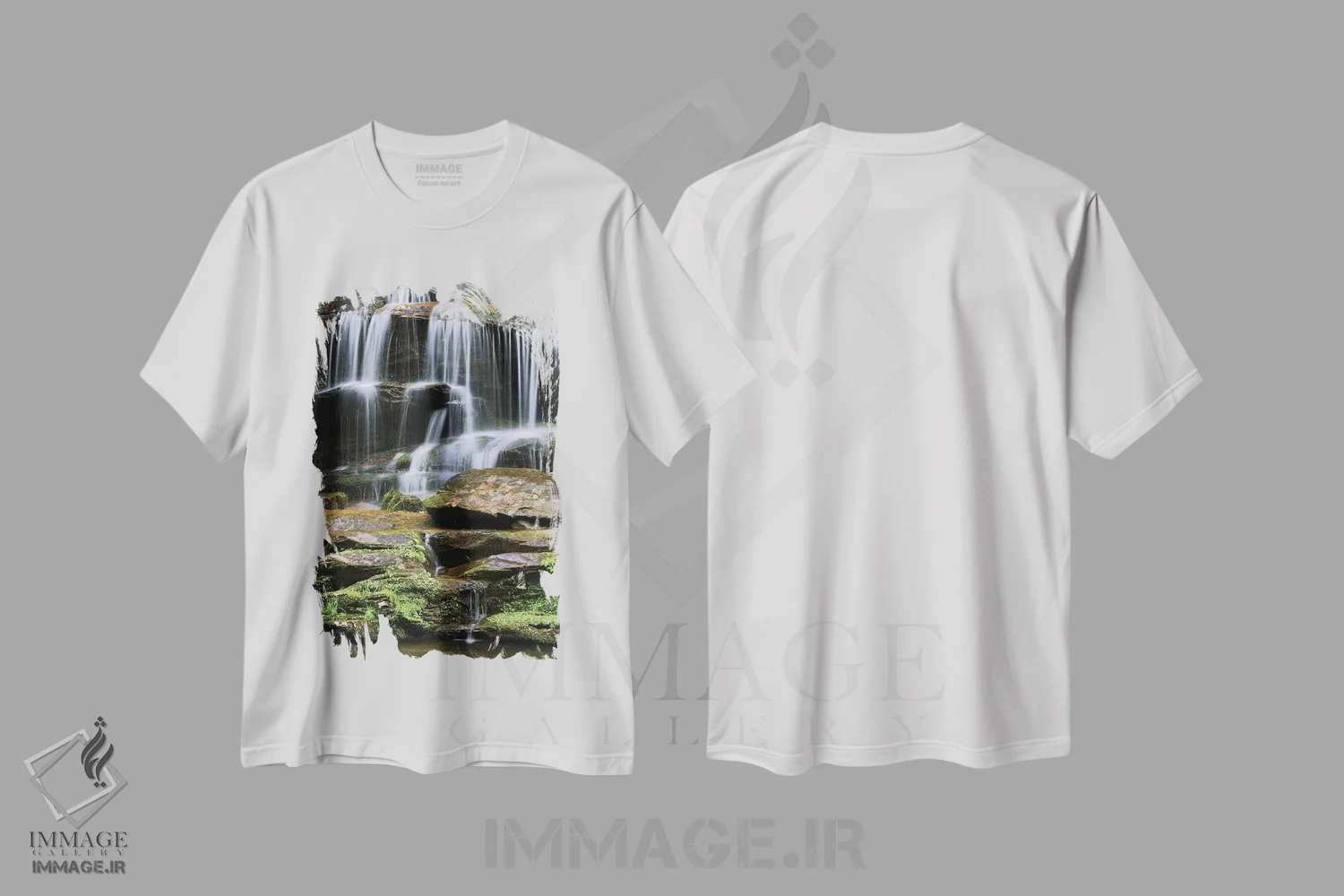 تیشرت سفید طرح دار آمریکا، تنسی، پارک ملی کوه های گریتموکی. آبشار، مدیوم اثر جینز گالری | immage.ir