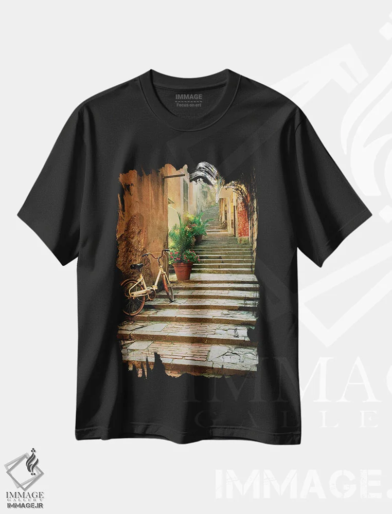 تیشرت مشکی طرح دار آثار جینز گالری - فروشگاه ایماژ