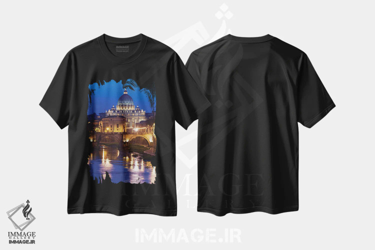 تیشرت مشکی طرح دار آثار جینز گالری - فروشگاه ایماژ