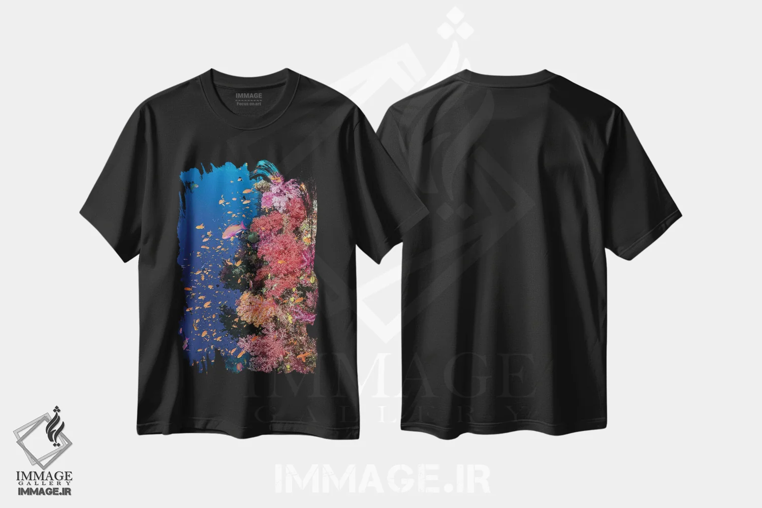 تیشرت مشکی طرح دار فیجی. صخره مرجانی با آنتیاسII، مدیوم اثر جینز گالری | فروشگاه ایماژ
