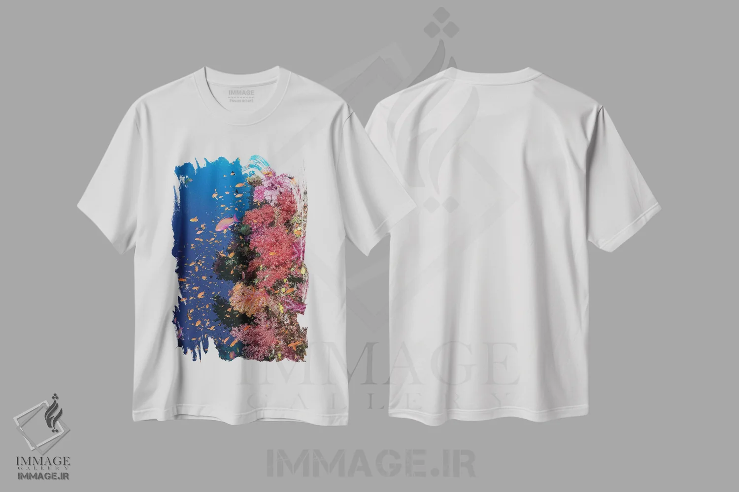 تیشرت سفید طرح دار فیجی. صخره مرجانی با آنتیاسII، مدیوم اثر جینز گالری | immage.ir