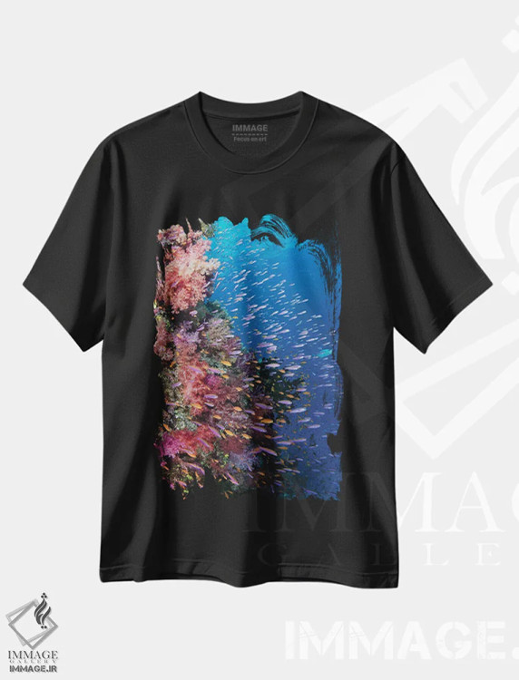 تیشرت مشکی طرح دار فیجی. صخره مرجانی با آنتیاسIII، مدیوم اثر جینز گالری | فروشگاه ایماژ