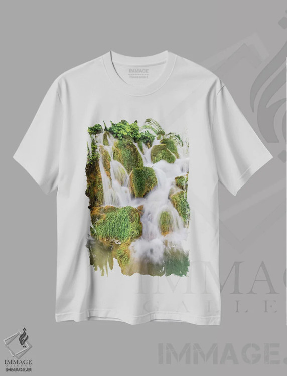 تیشرت سفید طرح دار کرواسی. آبشارهای پارک ملی پلیتویک، مدیوم اثر جینز گالری | فروشگاه ایماژ