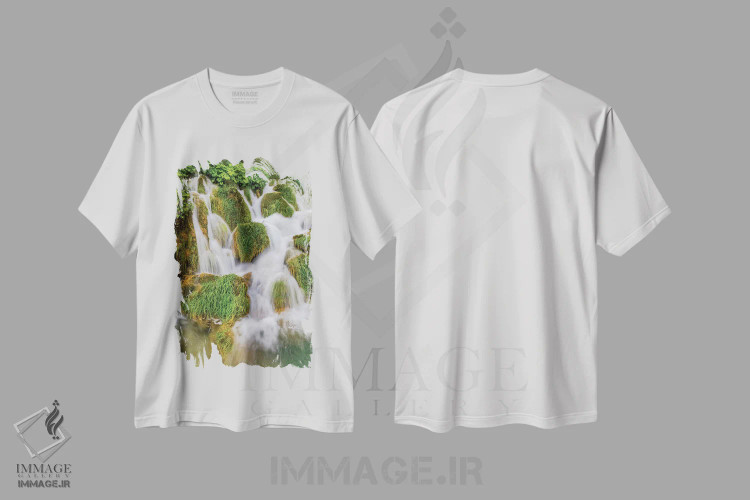 تیشرت سفید طرح دار کرواسی. آبشارهای پارک ملی پلیتویک، مدیوم اثر جینز گالری | فروشگاه ایماژ