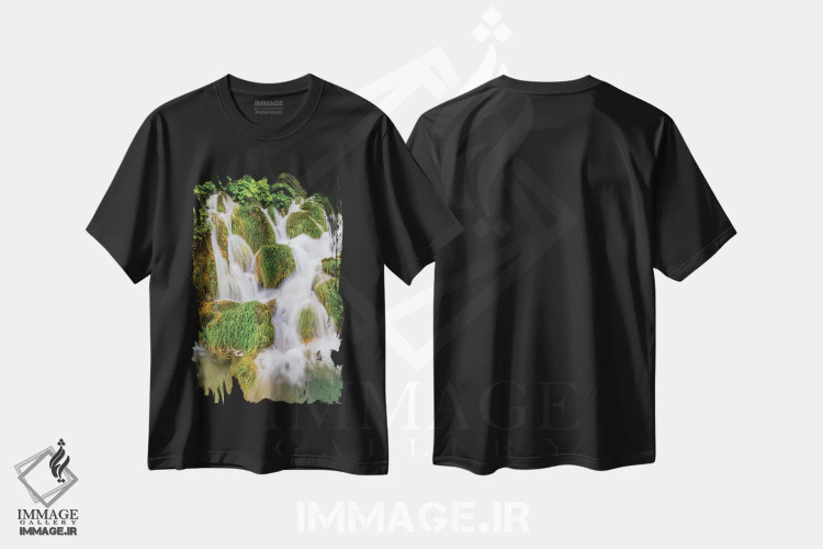 تیشرت مشکی طرح دار کرواسی. آبشارهای پارک ملی پلیتویک، مدیوم اثر جینز گالری | immage.ir