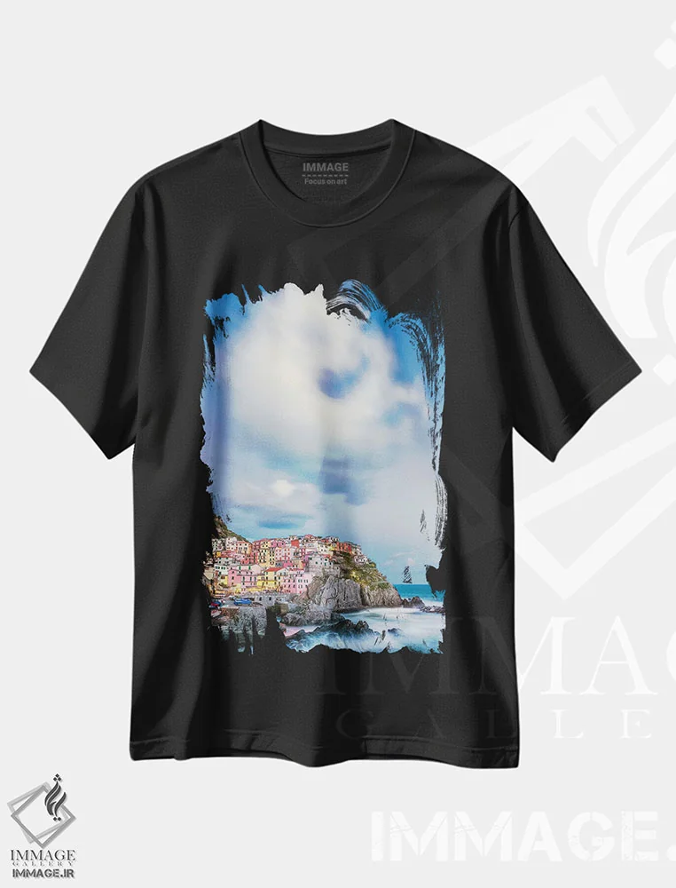 تیشرت مشکی طرح دار آثار جینز گالری - فروشگاه ایماژ
