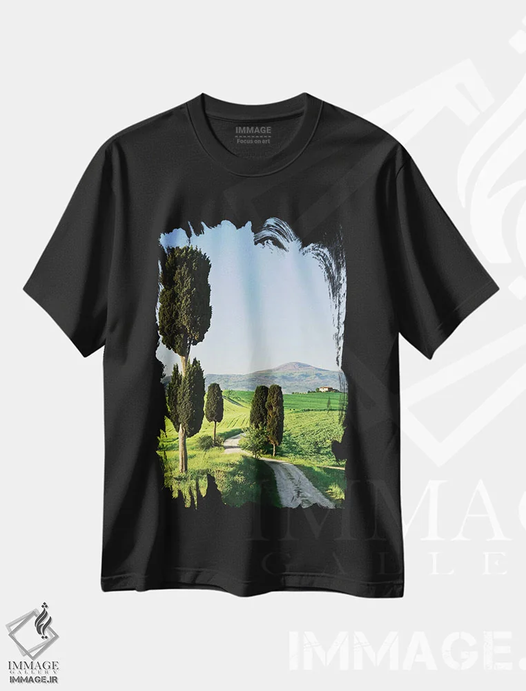 تیشرت مشکی طرح دار آثار جینز گالری - فروشگاه ایماژ