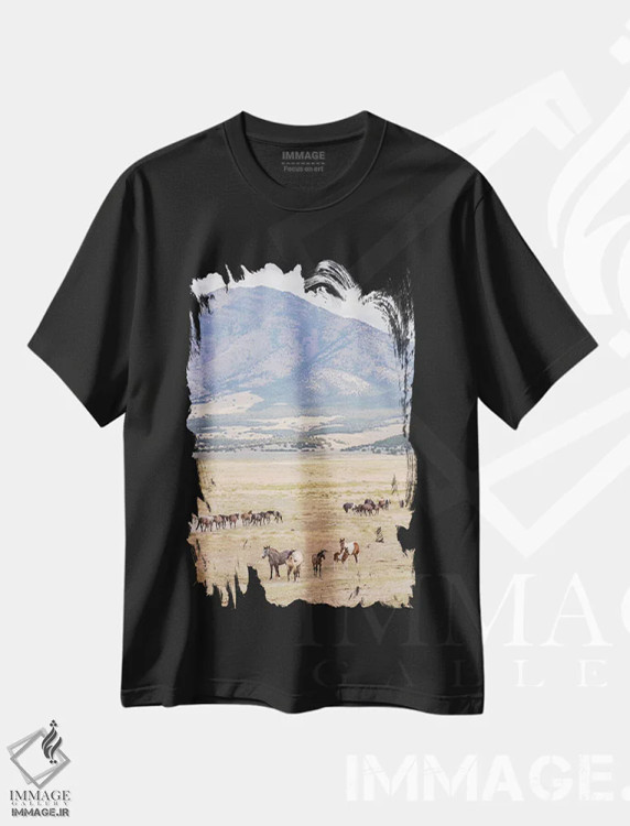 تیشرت مشکی طرح دار آثار جینز گالری - فروشگاه ایماژ