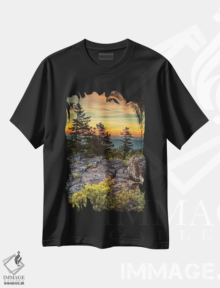 تیشرت مشکی طرح دار آثار جینز گالری - فروشگاه ایماژ