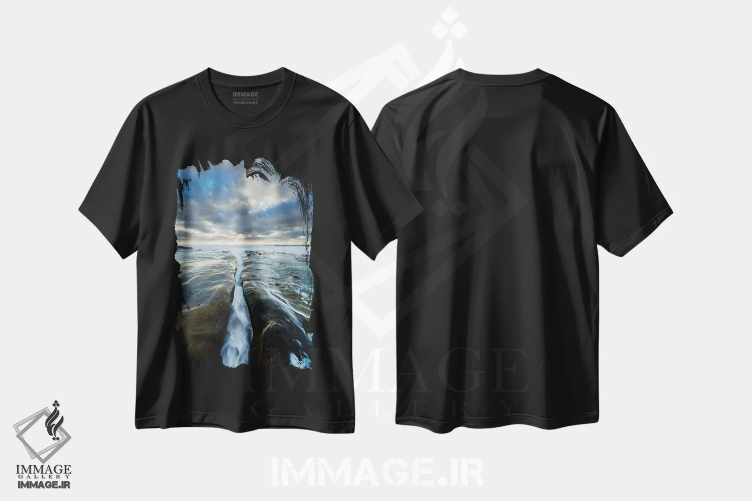 تیشرت مشکی طرح دار آثار جینز گالری - فروشگاه ایماژ