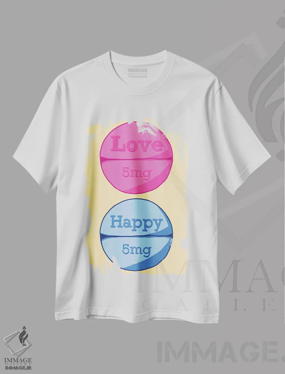 تیشرت سفید طرح دار قرص خوشحالی زرد، هنر دیجیتال اثر جیمی متز | immage.ir