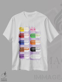 تیشرت سفید طرح دار خوردنی قرص بنفش کمرنگ، هنر دیجیتال اثر جیمی متز | immage.ir