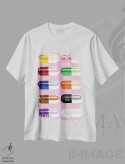 تیشرت سفید طرح دار خوردنی قرص صورتی، تزئینی اثر جیمی متز | فروشگاه ایماژ