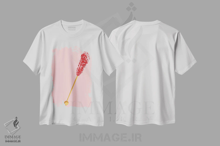 تیشرت سفید طرح دار آبنبات صخره ای قرمز و صورتی دوم، هنر فاخر معاصر اثر جیمی متز | فروشگاه ایماژ