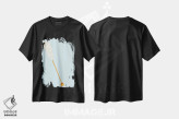 تیشرت مشکی طرح دار آبنبات صخره ای سفید و سبزآبی روشن، هنر فاخر معاصر اثر جیمی متز | فروشگاه ایماژ