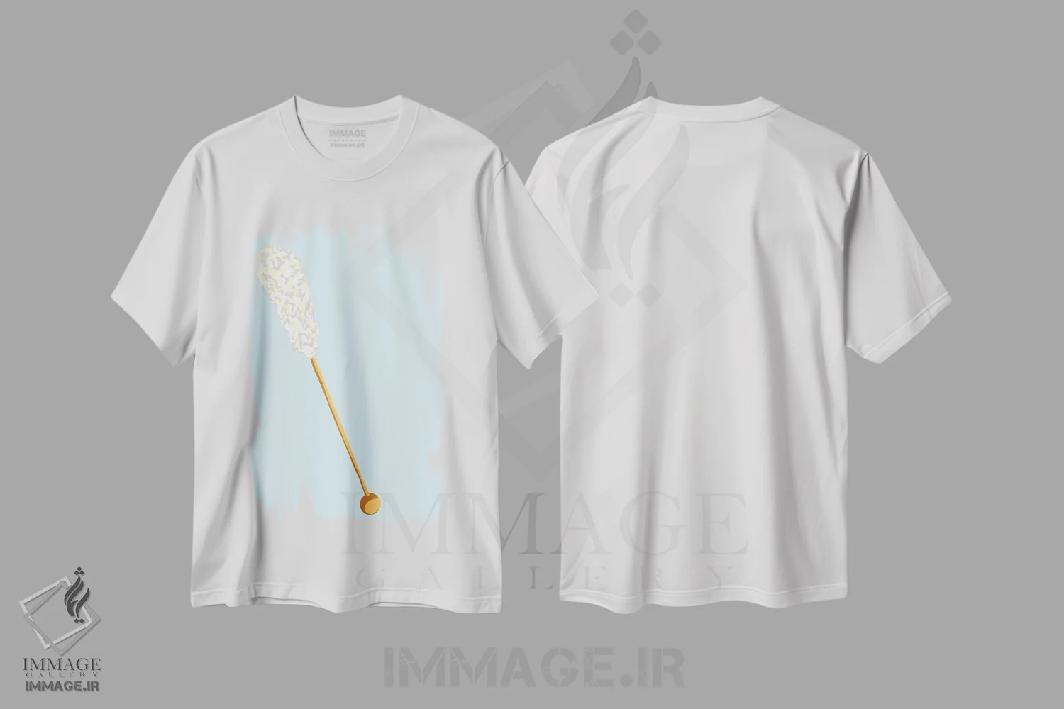 تیشرت سفید طرح دار آبنبات صخره ای سفید و سبزآبی روشن، هنر فاخر معاصر اثر جیمی متز | immage.ir