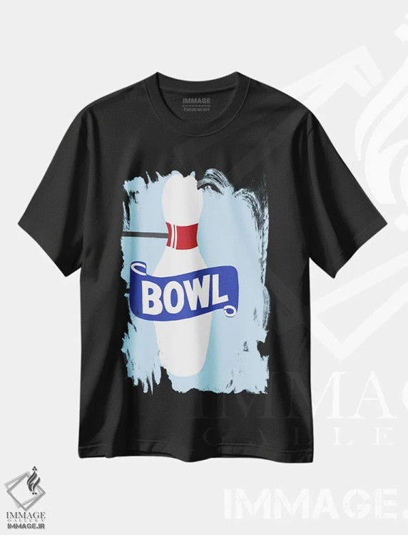 تیشرت مشکی طرح دار تابلوی نئون پین بولینگ وینتیج، تزئینی اثر جیمی متز | immage.ir