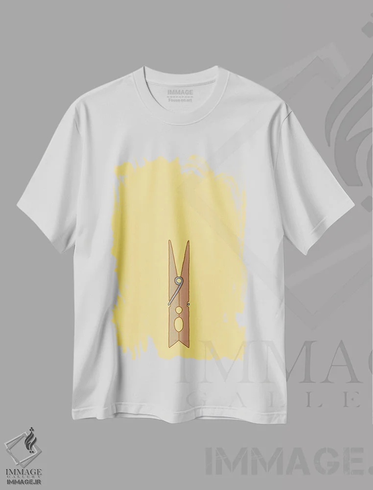 تیشرت سفید طرح دار گیره لباس، هنر فاخر معاصر اثر جیمی متز | immage.ir