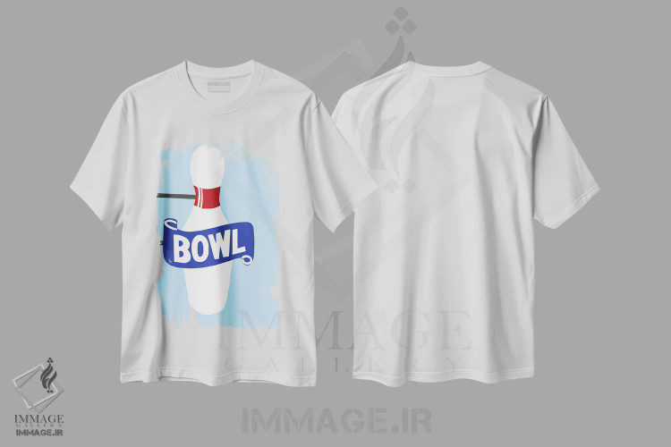 تیشرت سفید طرح دار تابلوی نئون پین بولینگ وینتیج، تزئینی اثر جیمی متز | فروشگاه ایماژ