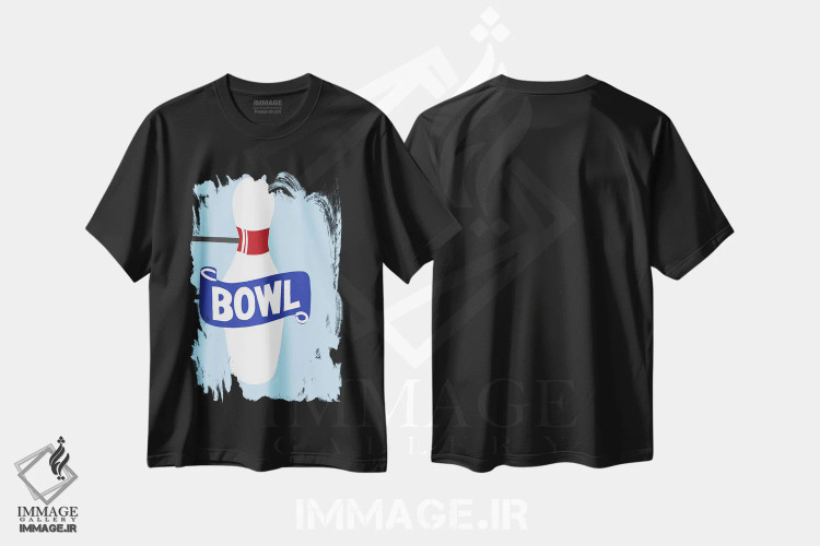 تیشرت مشکی طرح دار تابلوی نئون پین بولینگ وینتیج، تزئینی اثر جیمی متز | immage.ir