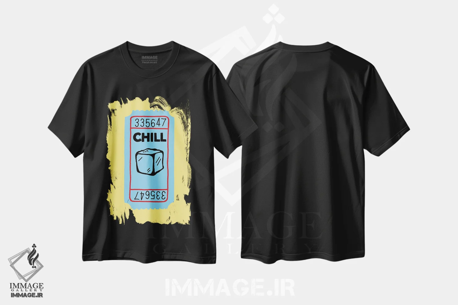 تیشرت مشکی طرح دار بلیط آرامش، هنر دیجیتال اثر جیمی متز | immage.ir