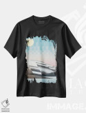 تیشرت مشکی طرح دار تمام روز بر فراز قله ها، آبستره اثر جون یونگجین | فروشگاه ایماژ