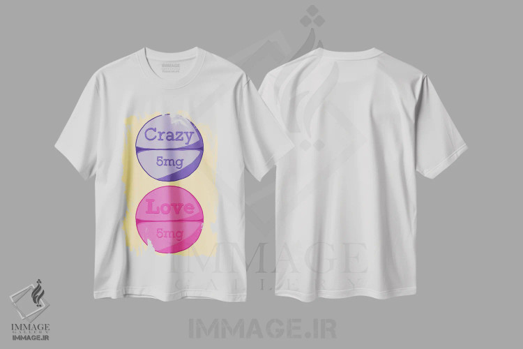 تیشرت سفید طرح دار قرص عشق دیوانه زرد، هنر دیجیتال اثر جیمی متز | فروشگاه ایماژ