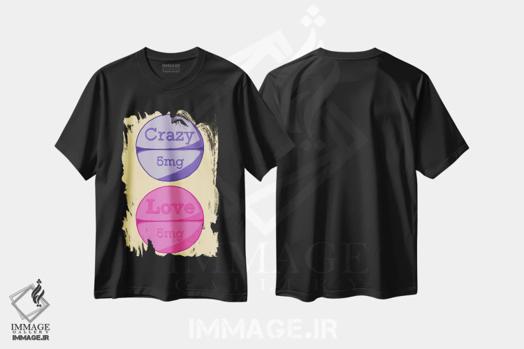 تیشرت مشکی طرح دار قرص عشق دیوانه زرد، هنر دیجیتال اثر جیمی متز | immage.ir