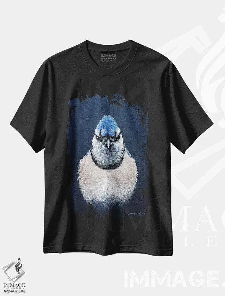 تیشرت مشکی طرح دار جای آبی، تزئینی اثر جرمی پاول | فروشگاه ایماژ