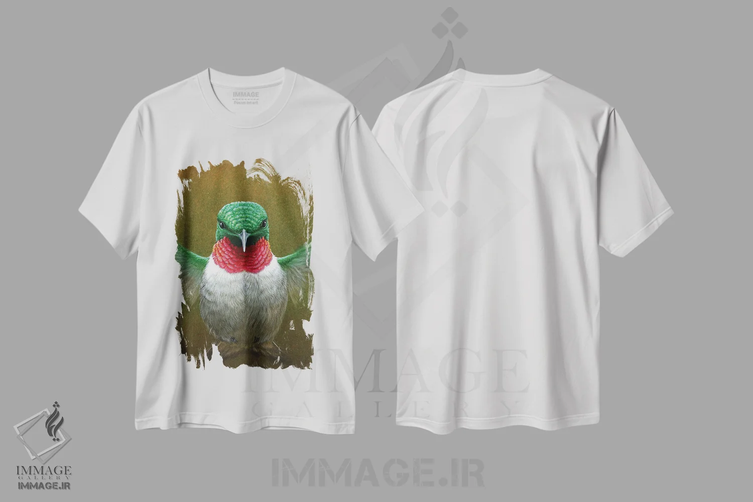 تیشرت سفید طرح دار مرغ مگس خوار، تزئینی اثر جرمی پاول | فروشگاه ایماژ