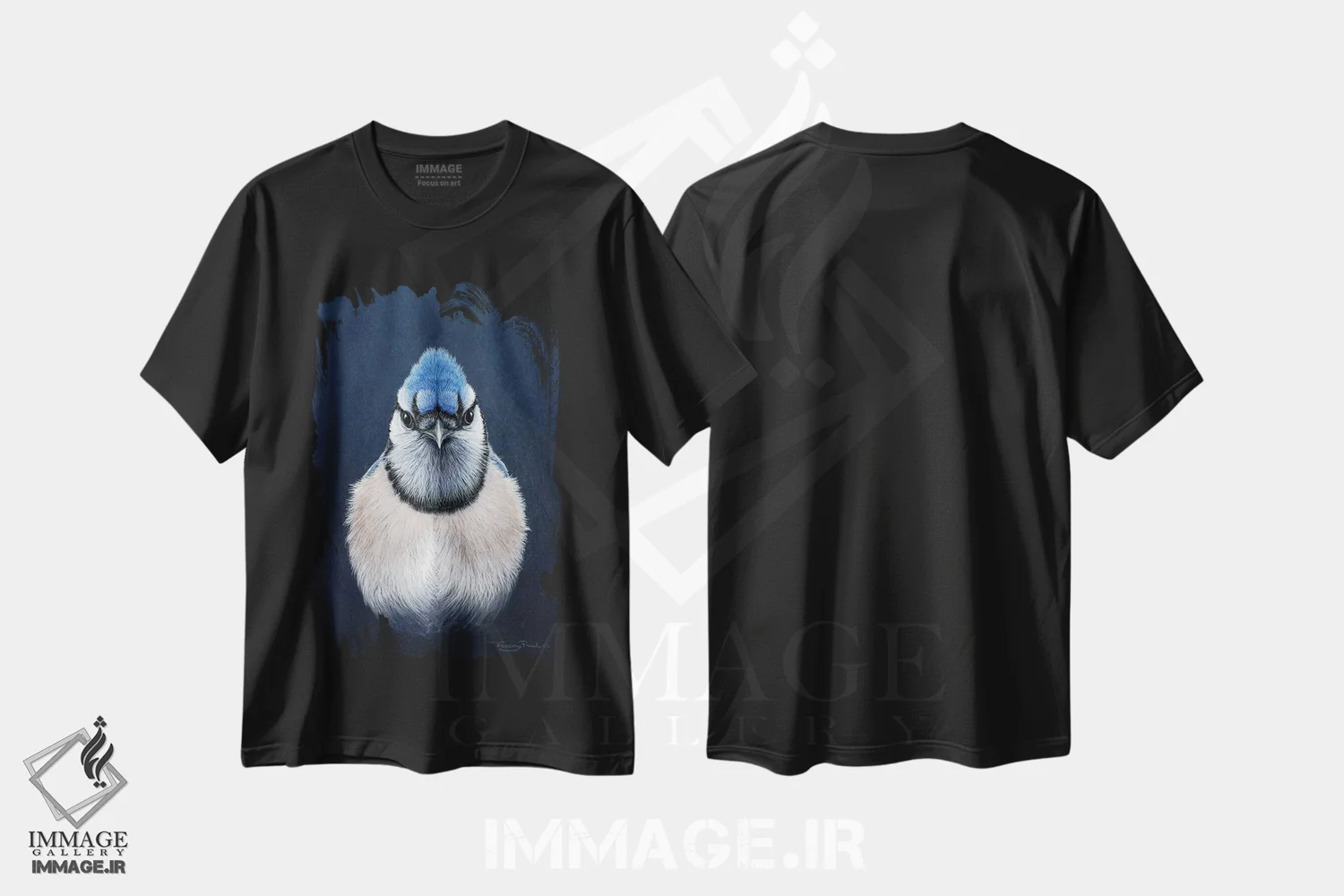 تیشرت مشکی طرح دار جای آبی، تزئینی اثر جرمی پاول | فروشگاه ایماژ