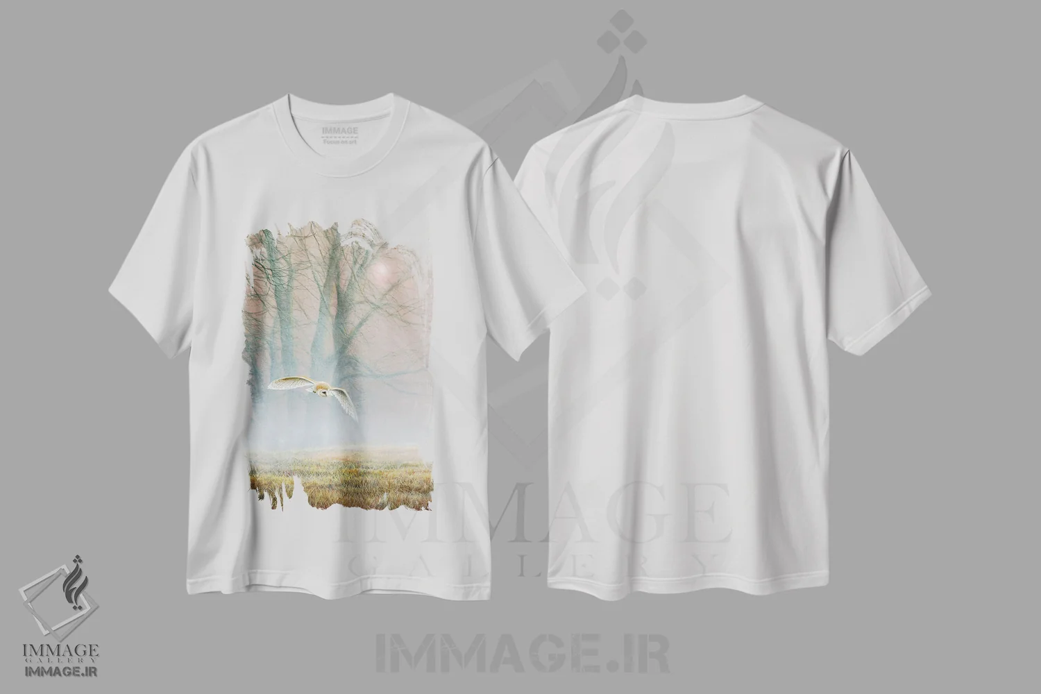 تیشرت سفید طرح دار شبح در مه، تزئینی اثر جرمی پاول | immage.ir