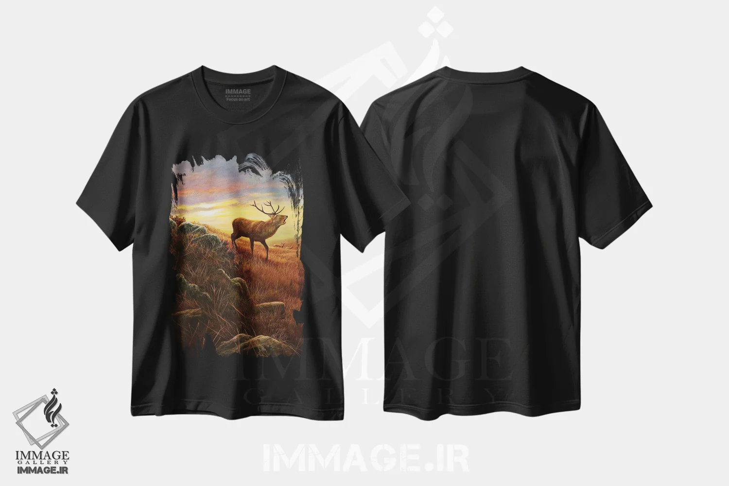 تیشرت مشکی طرح دار نور کوهستان، دکور کلبه و لژ اثر جرمی پاول | immage.ir