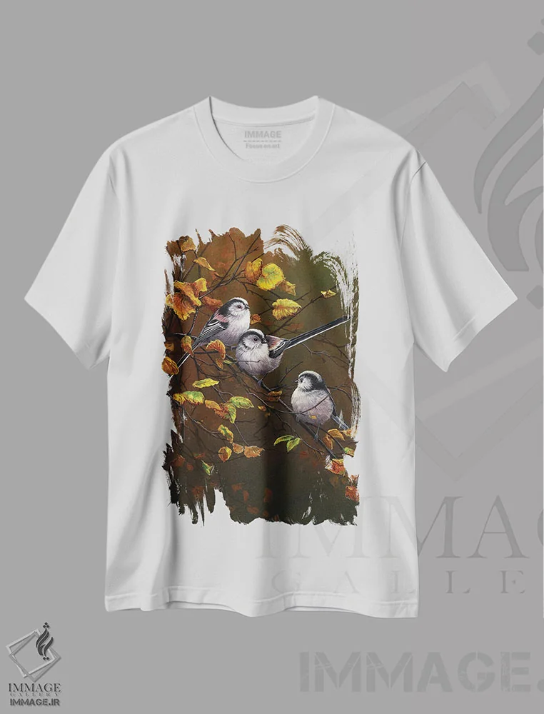 تیشرت سفید طرح دار چرخ ریسک های دم دراز، هنر فاخر معاصر اثر جرمی پاول | immage.ir